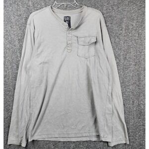 Point Zero Henley Shirt Mens XL Grey Long Sleeve Thermal Pocket Casual Top